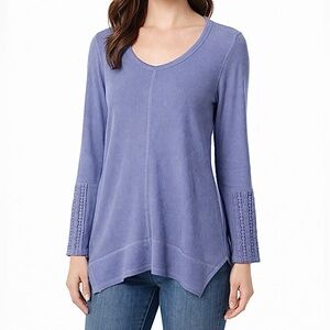 Studio 1886 Lavender Long Sleeve Top with Crochet Embellishment